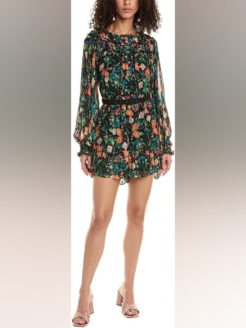Ted Baker Verine Floral Chiffon Long Sleeve Romper Black Multi Size 1 US 4